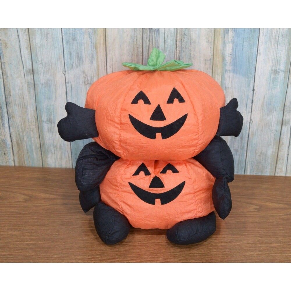 Vintage Gibson Halloween Pumpkin Puffalump Jack-O-Lantern Plush x2